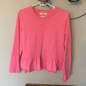 Pink peplum sweatshirt/top size large